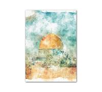 RONGCH Wall Art Canvas Prints Islamic Calligraphy Green Dome Mosque Muslim Wall Art Poster Minimalist Print Canvas Painting For Living Room Modern Home Decor(F,50x70cm)