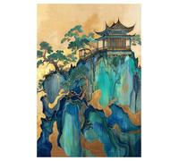 RONGCH Wall Art Canvas Prints Modern Chinese Style Flower Art Peony Architecture Landscape Poster Canvas Paintings Wall Art Pictures Home Decor(A,40x60cm)