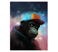 RONGCH Wall Art Canvas Prints Modern Space Chimp Animal Wall Art Funny Cat Dog In A Suit Canvas Painting For Living Room Decor(F,40X50cm)