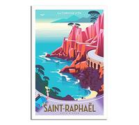 RONGCHENG Saint Raphael Blue Coast Vintage Travel Poster Canvas Art Home Room Wall Decor Picture Poster Print Painting Gift Posters