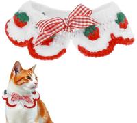 Rongchenghao 1 piece of crochet cat collar, handmade knitted detachable collar, adjustable knitted cat collar suitable for mother cats and some puppies (red)