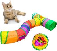 Rongchenghao Cat tunnel S-shaped T-shaped combination color foldable amusement park interactive cat hole hiding tube maze house indoor and outdoor suitable for cats, rabbits, and dogs