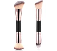 Rongchenghao Two double head makeup brushes, diagonal foundation make-up brush, flat concealer brush, double-sided mixed brush, foundation make-up makeup brush, contour facial brush