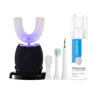 RONGCHUANG Automatic Toothbrush for Adults - Ultrasonic Electric Toothbrush Rechargeable Portable 30'' Automatic Timer Wireless Charging Washable Travel Home Dual-use (Black, Adult)