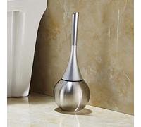 Ronghai Modern Toilet Brush & Holder, Stainless Steel Bowl Base ABS Handle Detachable Toilet Cleaning Set (Silver Plating)