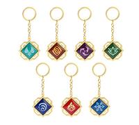 rongji jewelry Genshin Vision uminous Keychains, Hot Game Project Cosplay Pendant Keyring Accessories, Liyue-set, Medium