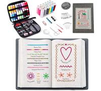 RONGJUKD Embroidery Kit for Beginners, Complete Hand Embroidery Starter Kit | with Stitch Guide Book, 86pcs Sewing Craft Set with Colour Threads, Needles, Scissors & Accessories, Creative Gift for Adults