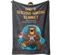 RONGJUKD Father's Day Birthday Gift for Dad, Gaming Dad Flannel Blanket 50x60 Inch, Microfiber Fluffy Throw Blanket with Bear Gaming Pattern, All Season Indoor Outdoor Camping Nap Blanket