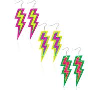 Ronglry 3Pairs 80s 90s Neon Earrings for Women Colorful Acrylic Retro Earrings for Glow Party 80s Outfit Neon Accessories Jewelry, Acrylic, No Gemstone