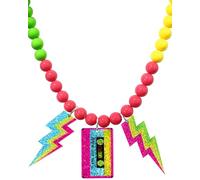 Ronglry 80s Outfits Costume Accessories for Women 80s Necklace Neon Beaded Necklaces for Glow Party Beads Necklaces, Acrylic, No Gemstone