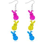 Ronglry Cute Easter Earrings for Women Bunny Egg Rabbit Drop Dangle Earrings Easter Outfits Accessories for Women Holiday Jewelry Gifts, Acrylic, No Gemstone