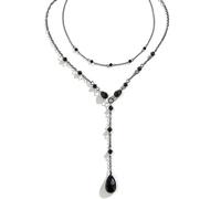 Ronglry Gothic Black Red Choker Necklaces for Woman Blood Bead Teardrop Y-Necklace Gothic Accessories Emo Punk Grunge Choker Goth Necklaces Halloween Costumes Jewelry Gifts, Zinc, No Gemstone