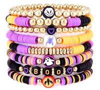 Ronglry Valentines Bracelet for Women Clay Bead Bracelet Heishi Surfer Bracelets Set Love Heart Valentines beaded Bracelets Bulk Cute Pink Red Stackable Stretch Bracelets for Valentines Accessories