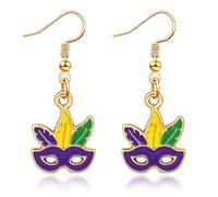 Ronglry Valentines Earrings for Women Dangle Mardi Gras Earrings St Patricks Day Earring Shamrock Irish Earring Cute Mardi Gras Accessories Heart Valentines Day Jewelry Gifts for Women, Metal, No