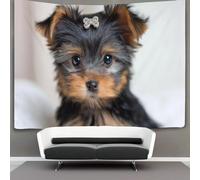 RONGOINL 3D Yorkshire Terrier Printed Wall Blanket Home Decoration Bedding Poster Wall Art Tapestry Tapestries Wall Hanging Soft Polyester for Bedroom Living Room, Dorm & Room Decor 70cmx100cm