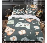 RONGOINL Gamepad Quilt Cover Comforter Covers 3D Print Cuddly for Teens And Adults Duvet Cover with Zipper Closure Soft Microfiber with Pillow Cases Bedding Set 3 Pieces Single（140x200cm）