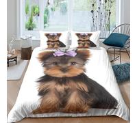RONGOINL Yorkshire Terrier for Boys Girls 3D Printed Yorkie Duvet Cover Comforter Covers Quilt Cover Bedding Set with Pillow Cases Soft Microfiber with Zipper Closure 3 Pieces King（220x240cm）