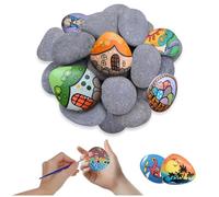 Rongrongago 25 Pieces Pebbles for Painting, 4-6cm Rocks for Painting, Smooth Flat Pebbles for Crafting for Colorful Painting, Decorating Flower Pots, Gardens, Aquariums