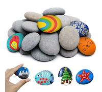 Rongrongago 25 Pieces Pebbles for Painting, 4-6cm Rocks for Painting, Smooth Flat Pebbles for Crafting for Colorful Painting, Decorating Flower Pots, Gardens, Aquariums
