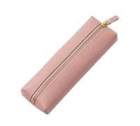 RONGSHEN Pencil case Cowhide Pencil Case Lychee Pattern Zipper Stationery Bag Multifunctional Storage Bag Suitable for Office and School Pencil Box