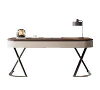 RONGSHEN table Solid Wood Desk Home Study Desk Office Desk Walnut Veneer Saddle Leather Computer Desk Height 75cm office desk