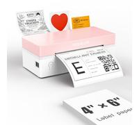 Rongta Bluetooth Thermal Shipping Label Printer, Wireless 4x6 Label Printer for Postage, Address, Compatible with Hermes, Royal Mail, Amazon, Shopify(Pinkwhite)