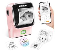 Rongta Mini Sticker Printer, Bluetooth Thermal Label Printer, Portable Inkless Label Maker Suitable for Creative Kids DIY, Diaries, Photos, Study Notes, Pink