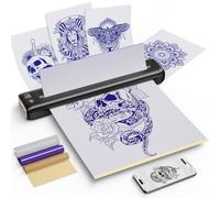 Rongta Portable Wireless Tattoo Stencil Printer A4 Bluetooth Thermal Tattoo Machine for Artist Beginner with 5 pcs Tattoo Tranfer Paper Compatible with Android iOS Phone MacOS Windows Laptop (Black)