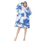 RONGTAI Oversized Sherpa Hoodie Throw Blanket, Thicken Fluffle Soft Comfortable Bathrobe Night Gown, One Size Fits All Men Women