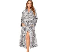 RONGTAI Womens Bathrobe Ladies Fleece Plush Warm Long Robes Fleece Nightgown Sleepwear, Python, XX-Large