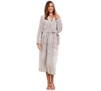 RONGTAI Womens Robes Plush Fleece Hooded Bathrobe Thick Nightgown with Pockets Fluffy Sleepwear, Wheat, Medium