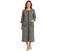RONGTAI Women's Short Viscose Nightdress with Print & Zip - Round Neck, Short Sleeves, Lightweight & Soft, Perfect for Travel & Gifting (UK, Alpha, XL, Regular, Regular, Gray02)