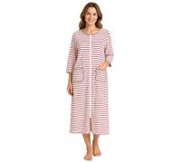 RONGTAI Women's Short Viscose Nightdress with Print & Zip - Round Neck, Short Sleeves, Lightweight & Soft, Perfect for Travel & Gifting (UK, Alpha, XXL, Regular, Regular, Pink Stripes)