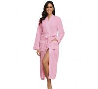 RONGTAI Women's Waffle Weave Robe - Solid Colour Bathrobe, Soft, Absorbent & Cosy for Spa, Home and Gifting (UK, Alpha, L, Regular, Regular, Pink)