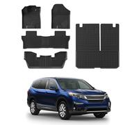 Rongtaod Floor Mats Compatible with 2016-2022 Honda Pilot 7 Seats Trunk Mat Cargo Mat Cargo Liner Back Seat Cover Protector (No Elite Model) Pilot Accessories (Trunk Mat with Backrest Mat+Floor Mats)