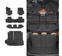 Rongtaod Floor Mats Compatible with 2020-2024 Toyota Highlander Trunk Mat Cargo Mat Cargo Liner Back Seat Cover Protector 2023 Highlander Accessories (Trunk Mat with Backrest Mat+Floor Mats)