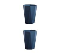 rongweiwang 2 Set of Neat Look Trash Can For Household Waste - Big Opening Antislid Bottom Simple PP Kitchen Bedroom Office Wide Applicaiton Dark Blue S, Dark Blue S, 2Set