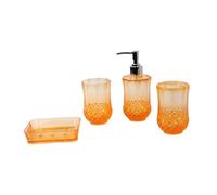 rongweiwang Acrylic Soap Dispenser Set Bathroom Essentials Kit Soap Dispenser Bathroom Accessories Set Acrylic 1 Dish. Hotel, Orange