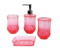 rongweiwang Acrylic Soap Dispenser Set Bathroom Essentials Kit Soap Dispenser Bathroom Accessories Set Acrylic 1 Dish. Hotel, Red