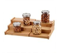 rongweiwang Bamboo Spice Rack Mixer With Adjustable Width Stores Spice Jars