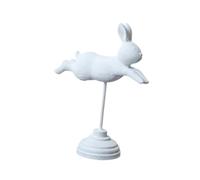 rongweiwang Bunny Ornament Figure Tabletop Decoration Stylish Elegant Wooden Bunny Figurine Spring Home Decor Accessory Decorative Home Office Table Art Rabbit Figurine, White, 21.3x17cm