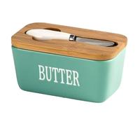 rongweiwang Ceramic Butter With And Table Dish With Lid Countertop Butter Lid Made Dish With For Convenient At Butter Lid For, green