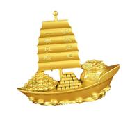 rongweiwang Chinese Shape Crafts Artwork Sailboat Sailing Ship Statue Unique Lightweight Gorgeous Workmanship Accent Piece Dragon Sailboat Model Figurine Sculpture Ornament, gold, 8.7x7.6cm