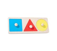 rongweiwang Classic Educational Puzzles Grasping Board Toys Fun Wooden Shape Recognition Development Jigsaw Puzzles Kids Motor Skills Educational Numbers Shape Recognition Toy, Three Holes Square