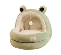 rongweiwang Comfortable Cat Bed Cave With Ball Non Slip Waterproof Bottom Autumn Winter Sleeping Experience Giving Pets Stable Living Semi Enclosed Pet House Sleeping Dog Kennel Warm, Green, M