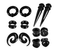 rongweiwang Distinctive Ear Gauges Stretching Kit 12 Pieces Fashionable Acrylic Ear Plugs Tunnels Unique Jewelry Set Eye Catching Appeal Piercings Jewelry Actrylic Tapers Sets