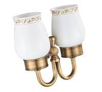 rongweiwang Double Cup Brush Holder Featuring Antique Brass Toothpaste Holder And Wall Mount Tooth Brush For Upscale Decor Double Ceramics Cup Storage