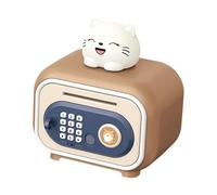 rongweiwang Electronic Piggy Bank for Kids with Easy Key Access Money Saving Toy with Advanced Security Features Out Key Electronic Piggy Bank for Kids Toy ATM Money, Brown cat, 19.7x14x23cm