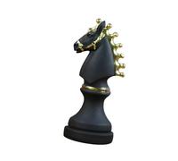 rongweiwang Elegant Chess Pieces Statue Retro Chess Pieces Statue Resin Creative Gift Choice For Special Occasions And Events Chessmen Sculpture With Gold Color Collectible, Black, Horse Shape