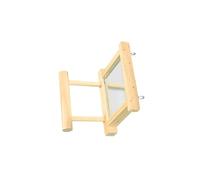 rongweiwang Functional Bird Perch With Mirror Wooden Is Sized For Birds To Enjoy And Stay Engaged Parrot Perch Stand With Mirror Size Is 10cmx10cmx10cm/3.94inch X 3.94inch X